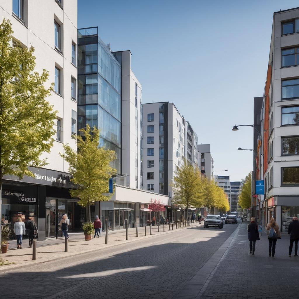 The vibrant cityscape of Gelsenkirchen, Germany showcases diverse buildings and active residents, alongside a promising real estate market with increasing sales trends.